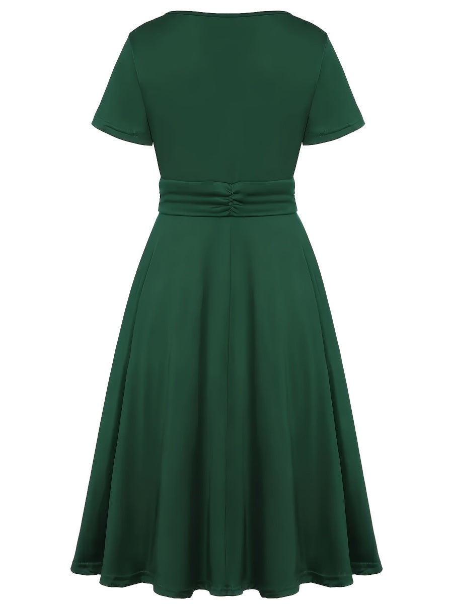 Grace Asymmetrical Knitting Large Skirt V-neck Midi Dresses