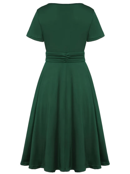 Grace Asymmetrical Knitting Large Skirt V-neck Midi Dresses