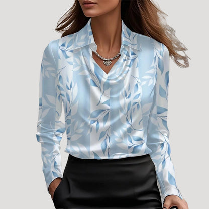 | Satin Cowl Neck Long Sleeve Blouse