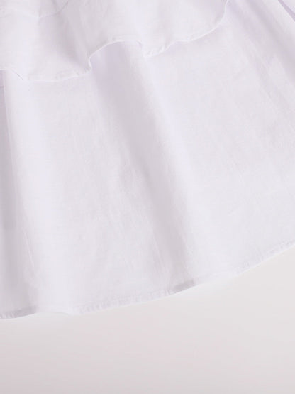 Pure Cotton Cake Skirt Backless Camisoles Beach Cover-up Mini&Short Dresses