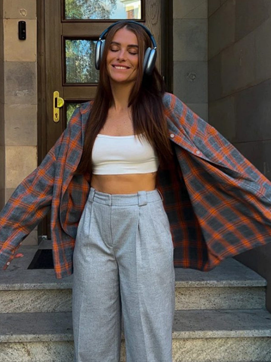 Plaid Oversize Coat Shirts