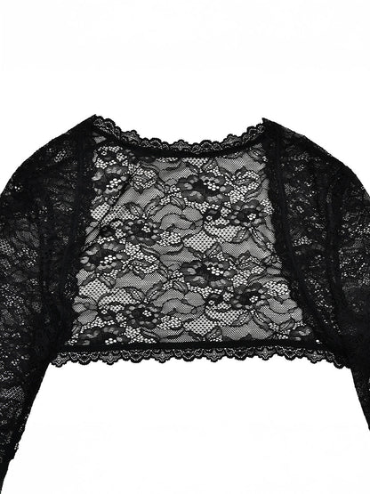 Elegant Black Floral Lace Shrug Maxi Dress Bodycon Evening Gown For Women 2026