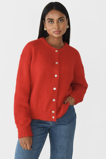 Solid Color Wool Blend Cardigan