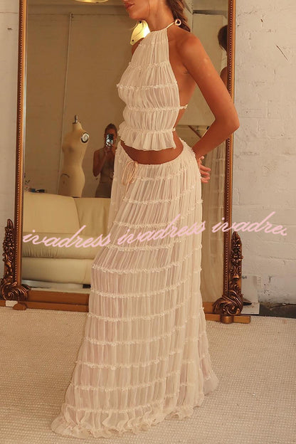 Passion and Romance Pleated Back Elastic Straps Adjustable Halter Tank