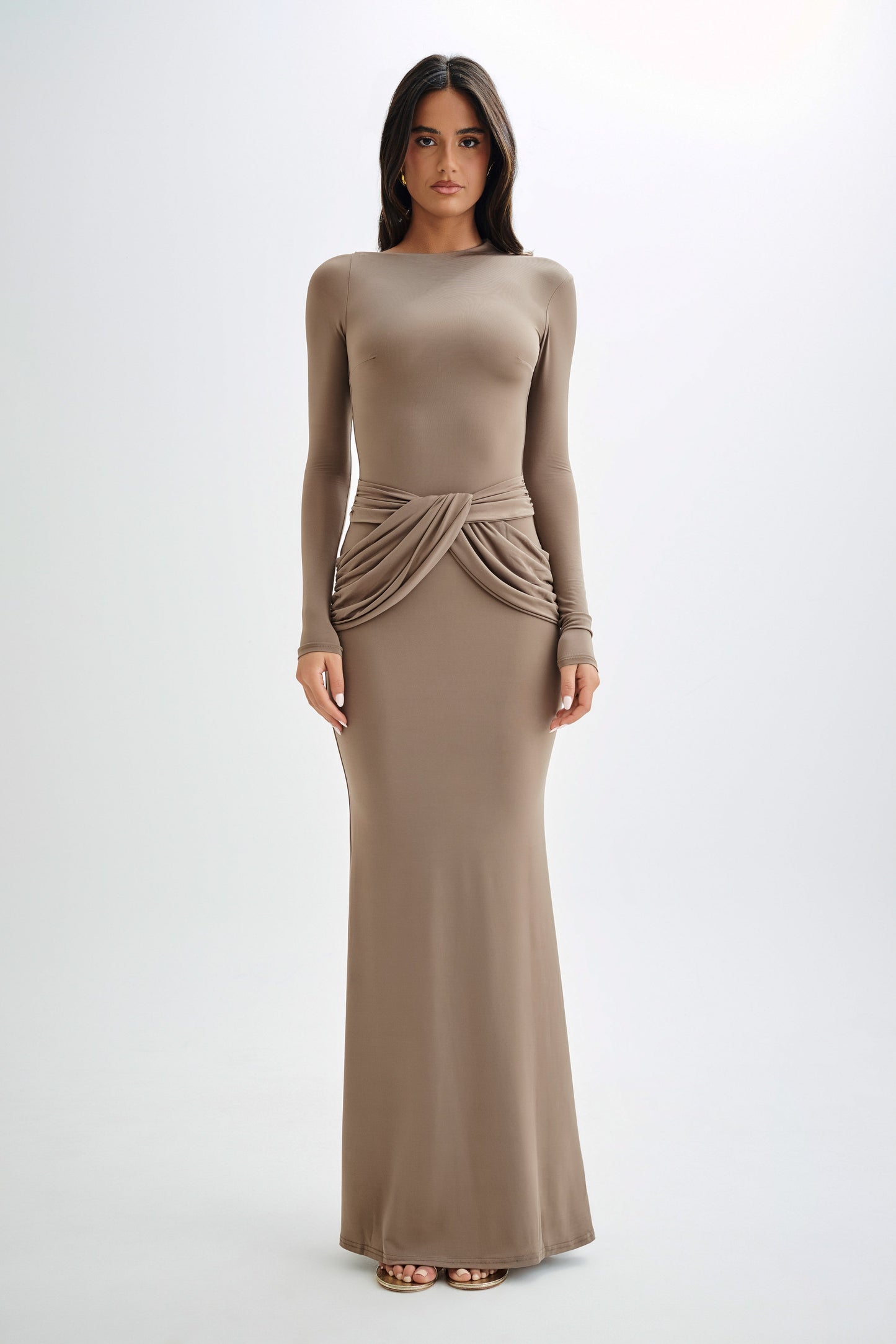 Jersey Solid Knotted Midi Dress