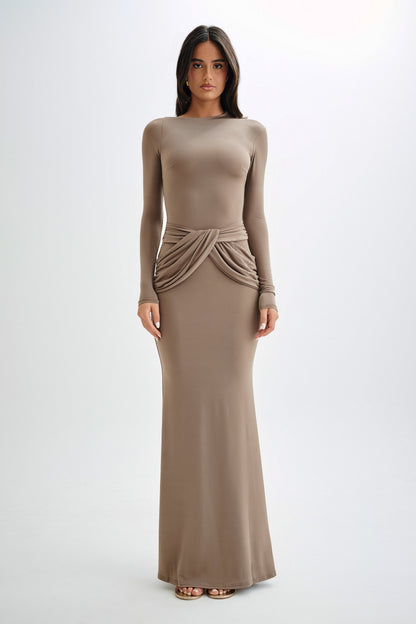 Jersey Solid Knotted Midi Dress