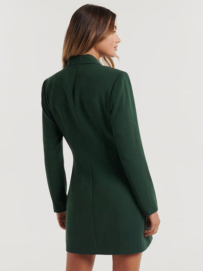 BlazerJacket For Women Turndown Collar Long Sleeves Mini Dresses