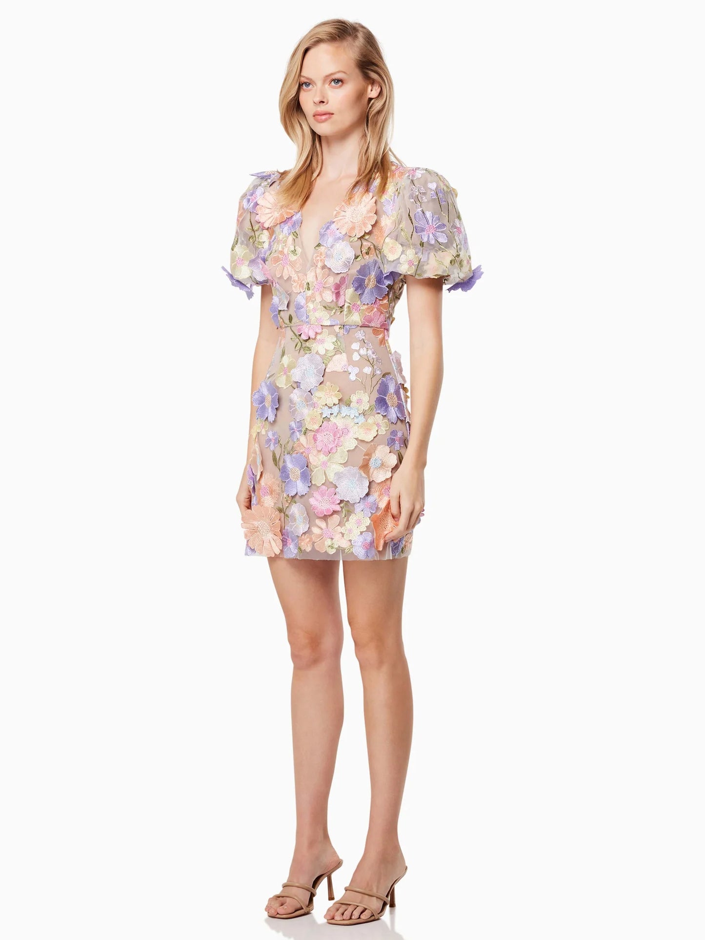 Party Dress Applique Short Sleeves V-Neck Birthday Party Mini Dresses