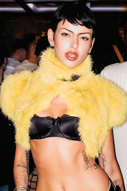 Solid Sexy Fuzzy Cropped Tie-front Vest
