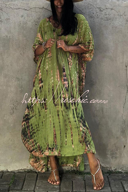 Live Freely Tie Dye Boho Loose Cover-up Dress