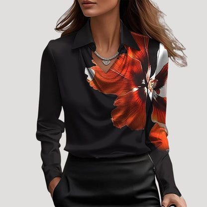 | Satin Cowl Neck Long Sleeve Blouse