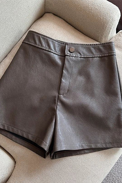 Margovil Chicest High Rise Faux Leather Shorts