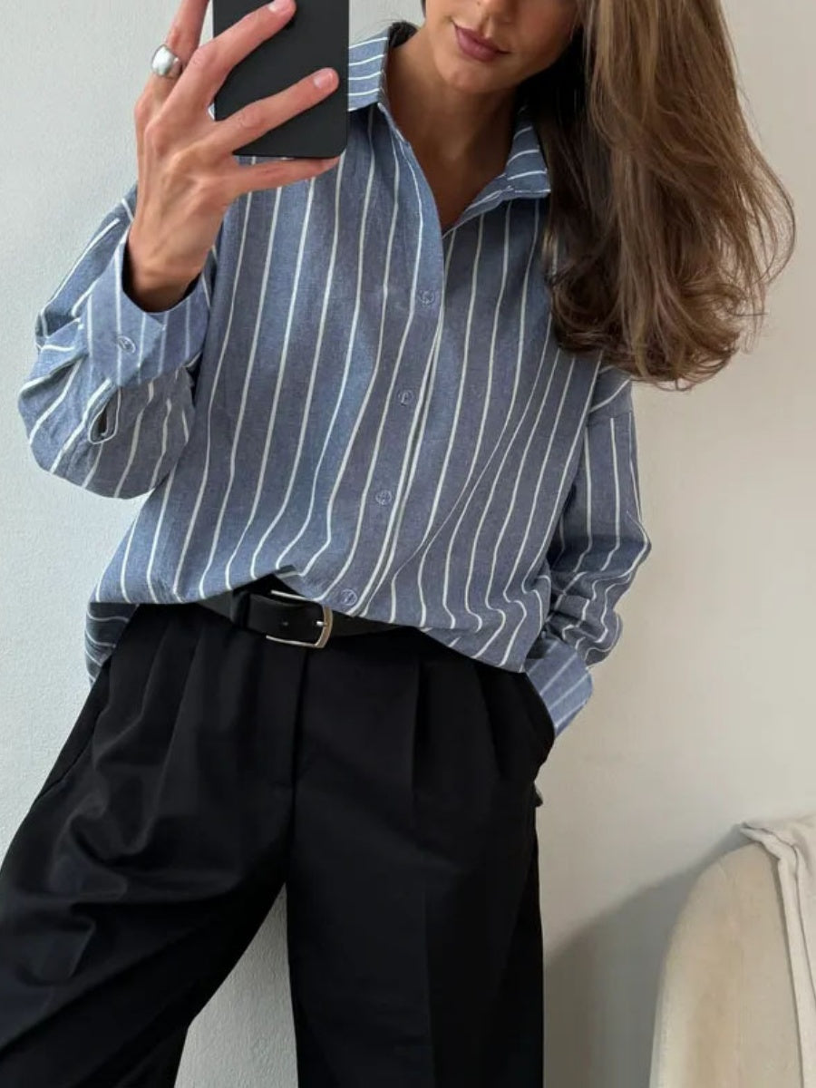 Stripes Cardigan Commuting Shirts