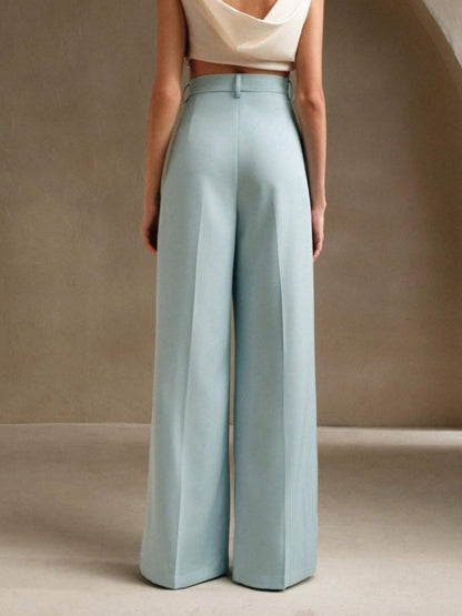 Commuting Loose High-waisted Straight Wide-leg Trousers