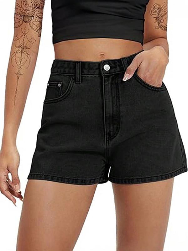 Basic Washed Denim Shorts