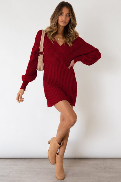 Eloise V-neck Knit Mini Dress