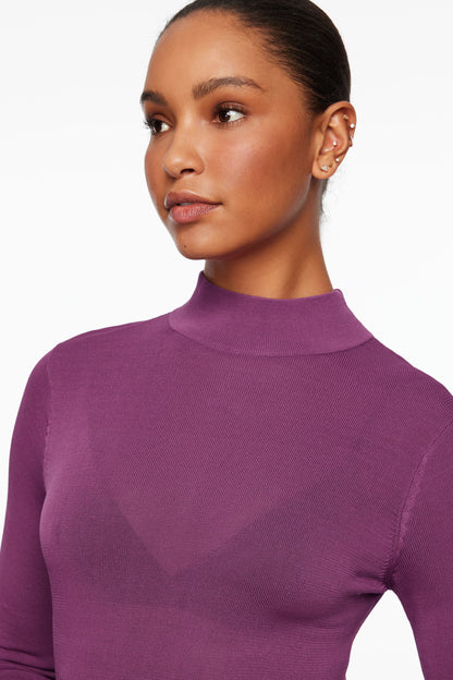 Solid Knit High Neck Midi Dress