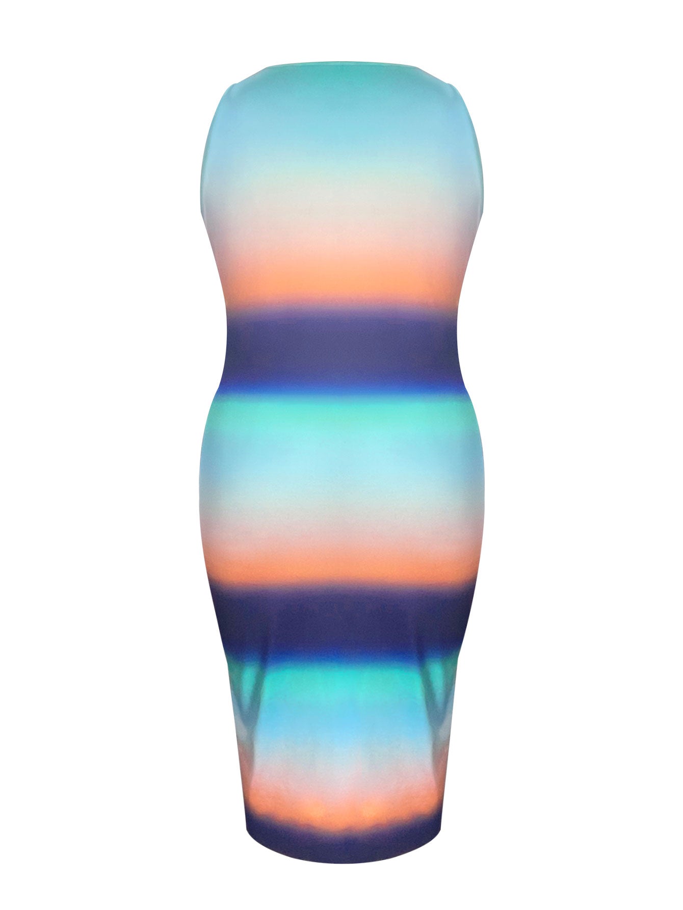 4XL 5XL Plus Size Striped Gradient Bodycon Cami Dress Notch Neck Sleeveless Printing Midi Dress For Women