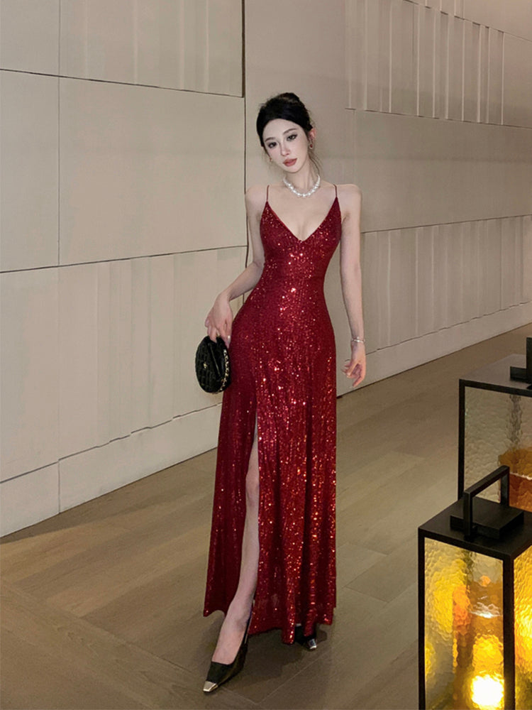Sequin Blue Maxi Dress – Stunning Birthday & Evening Gown