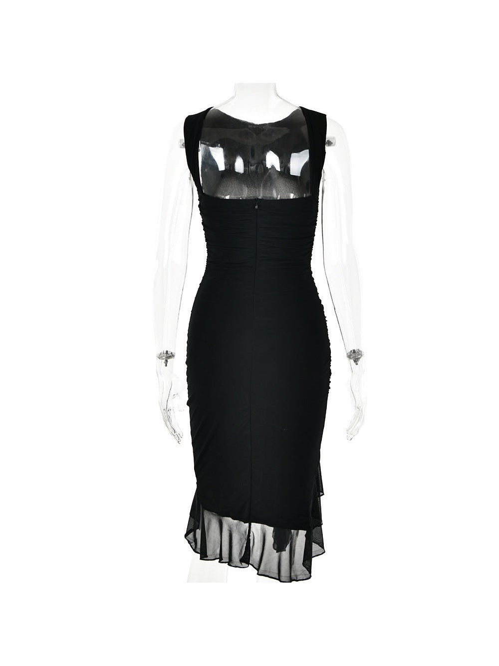 Round Neck Sleeveless Backless Pleated Midi Dress