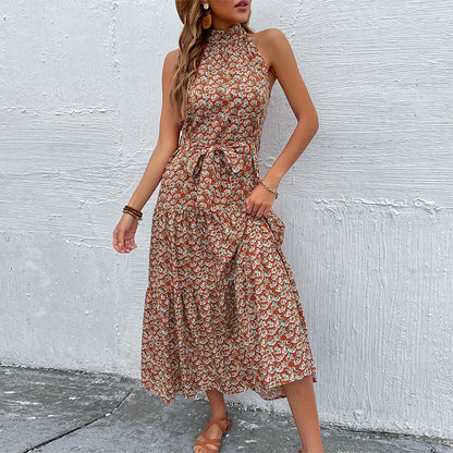Floral Print Halter Sleeveless Maxi Dress for All Occasions