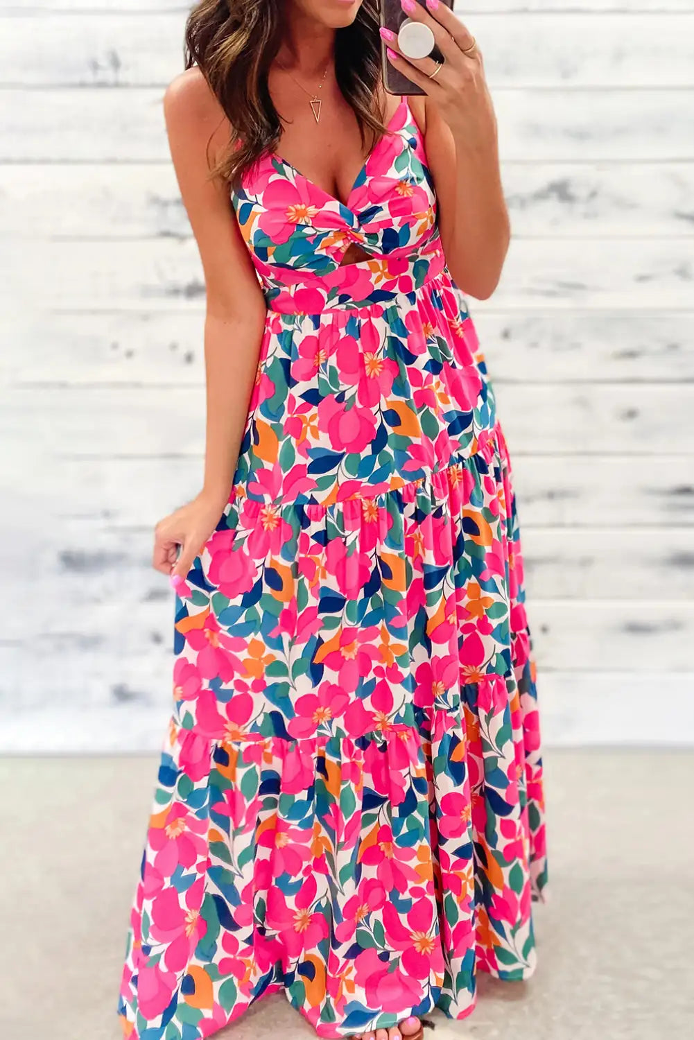 floral twisted back maxi dress
