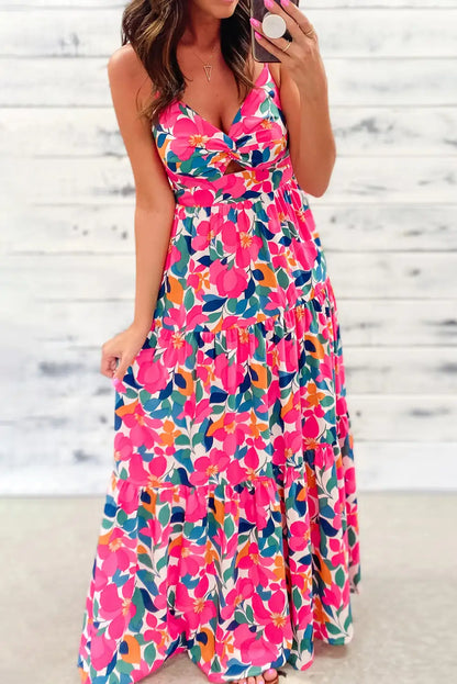 floral twisted back maxi dress