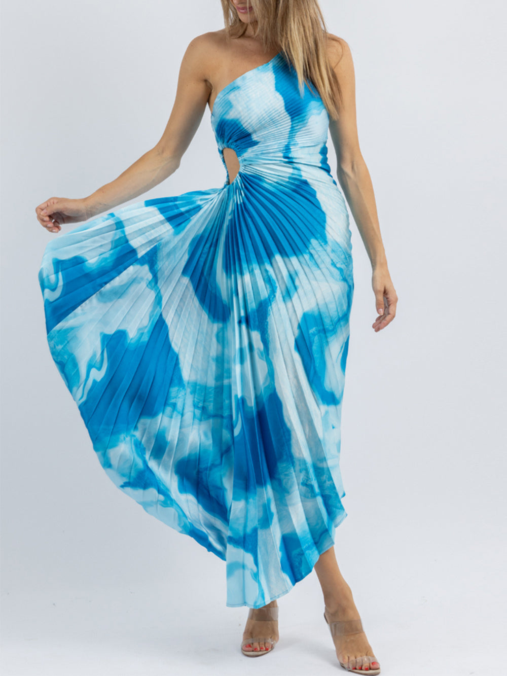 Ocean Breeze-One Shoulder Dress