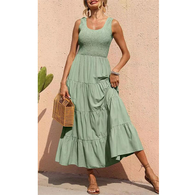Solid Color Sleeveless Sling Swing Maxi Dress for Women