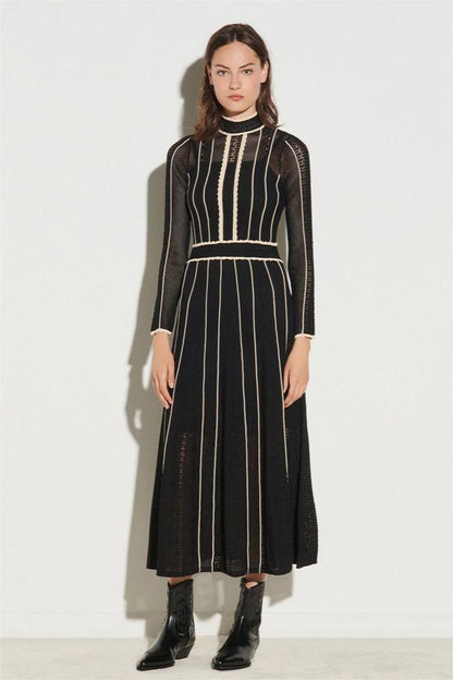 Jersey Stripe Long Sleeve Midi Dress