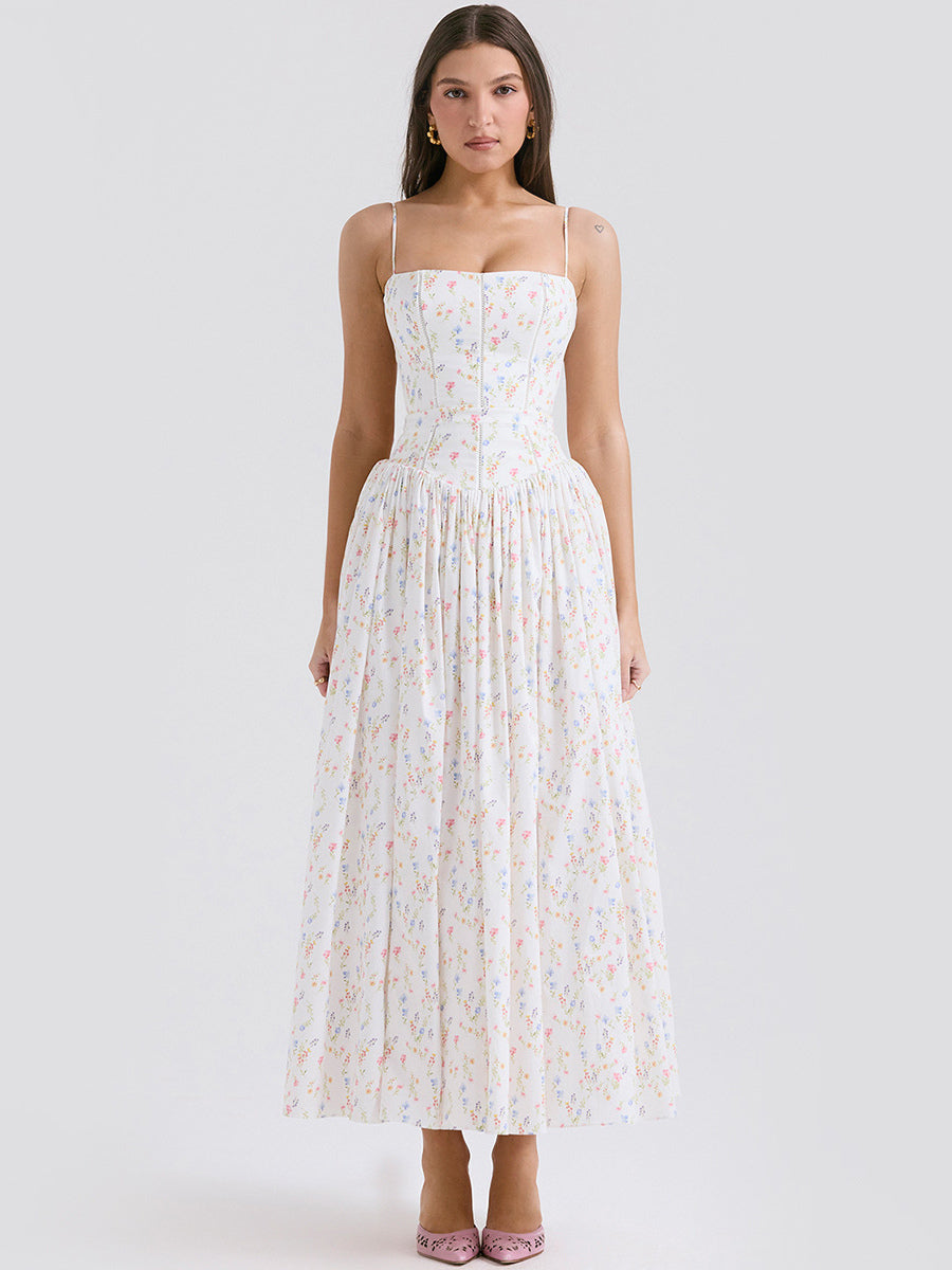Corset Dress Mini Floral Ultra Spaghetti Strap Backless Party Midi Dresses