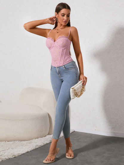 Zip Back Lace Cami Top