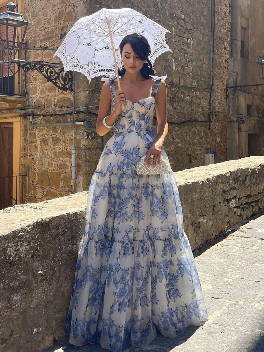 Floral Print Off-shoulder Long Dress