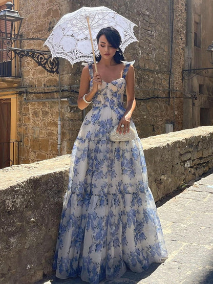 Floral Print Off-shoulder Long Dress