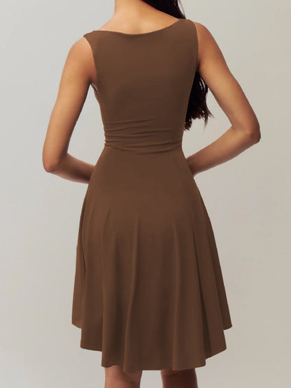 Off-the-shoulder Neckline Sleeveless Irregular Hem Mini&Short Dresses