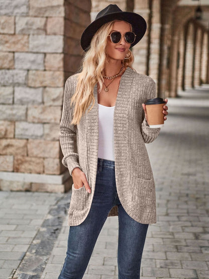 Roughed Ribs Leisure Splicing Long Sleeve Cardigans
