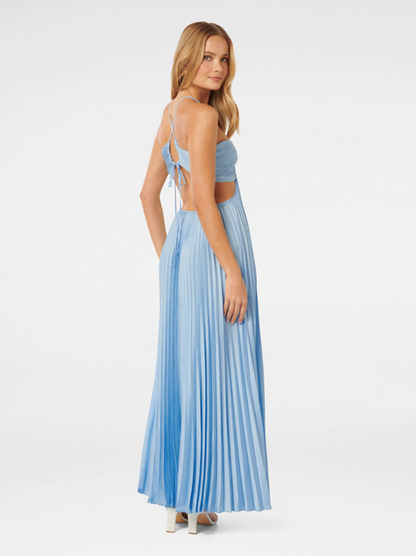 Aurora Soraya Pleated Maxi Dress | Halterneck Bustier | Flowing Skirt