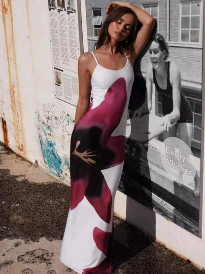 Floral Print Bodysuit With Slits Camisoles Maxi Dresses