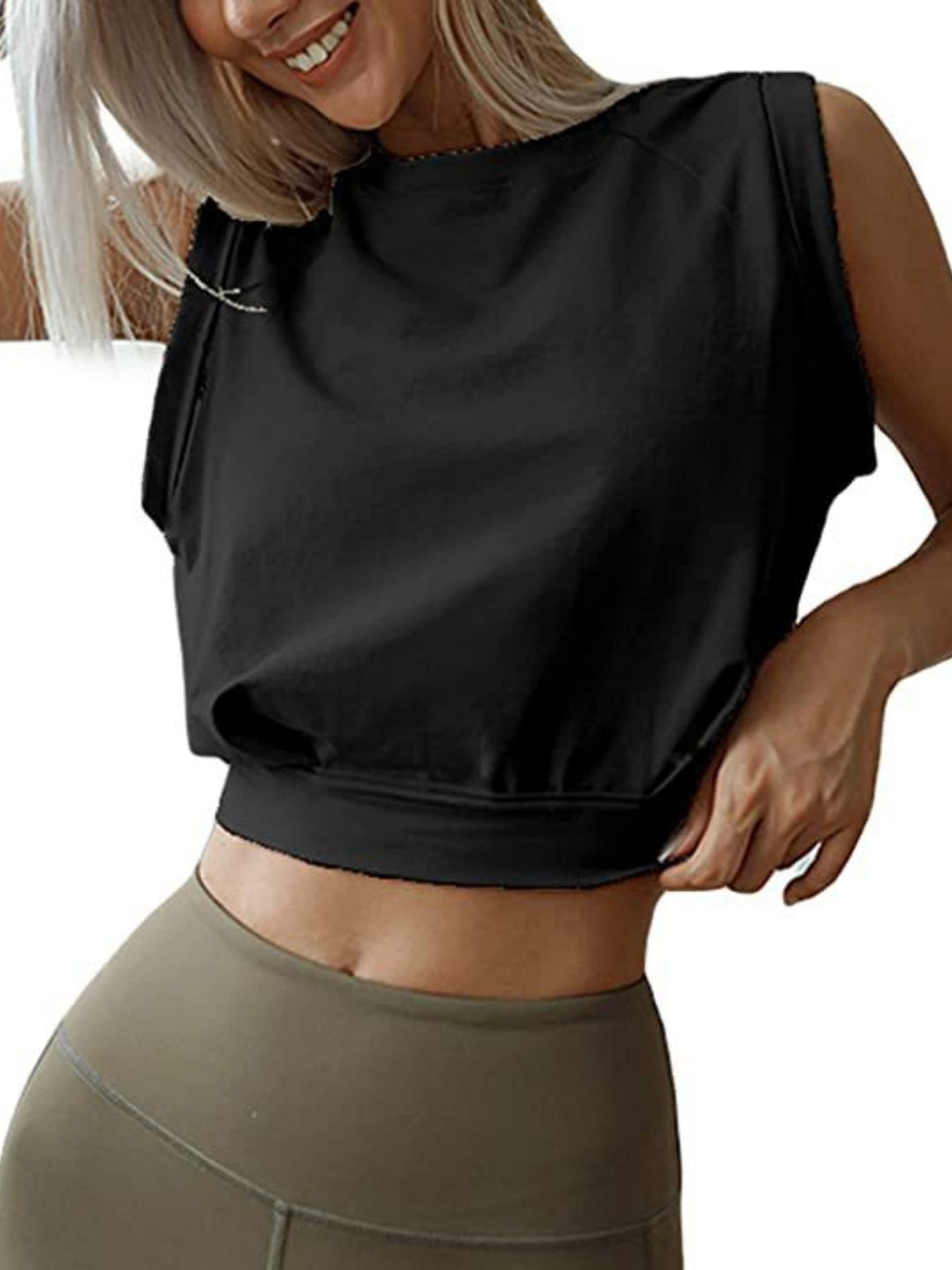 Sleeveless Running And Fitness Cropped Sports Vest