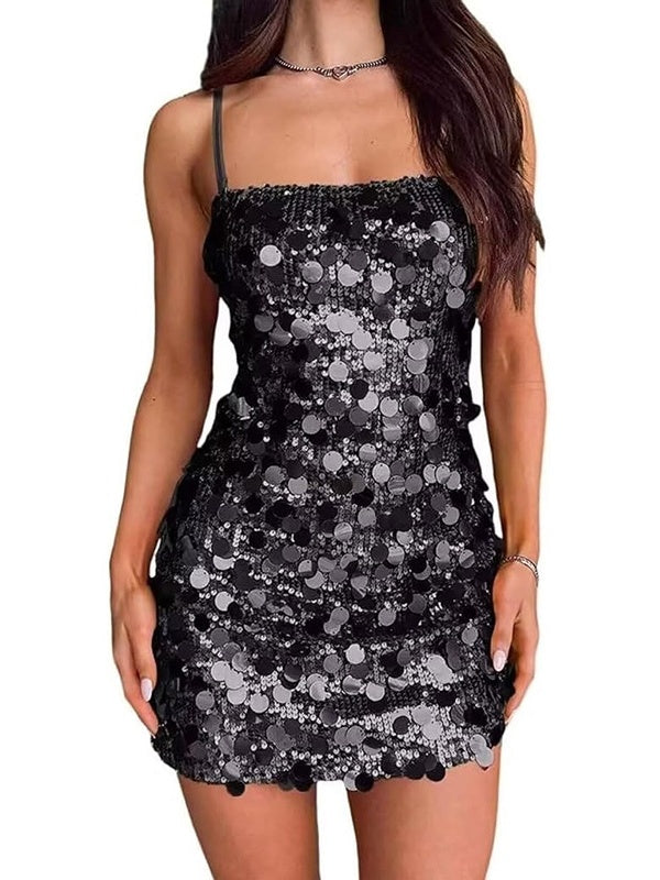 Sequined Backless Mini Dress