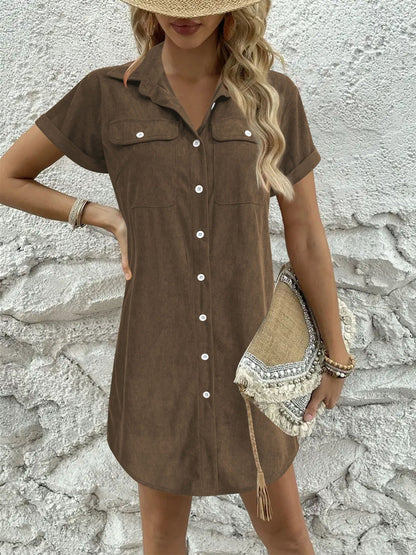 Solid Color Midi-length Tie Dress