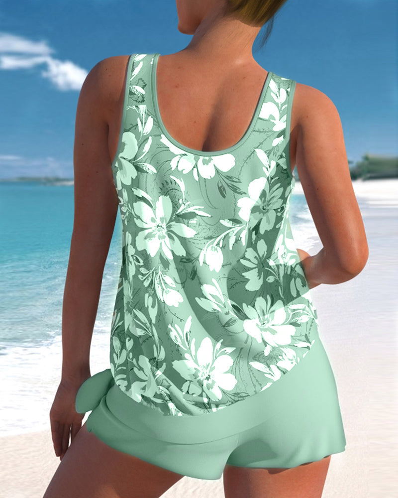The Megan — Floral Ruched Tankini Set