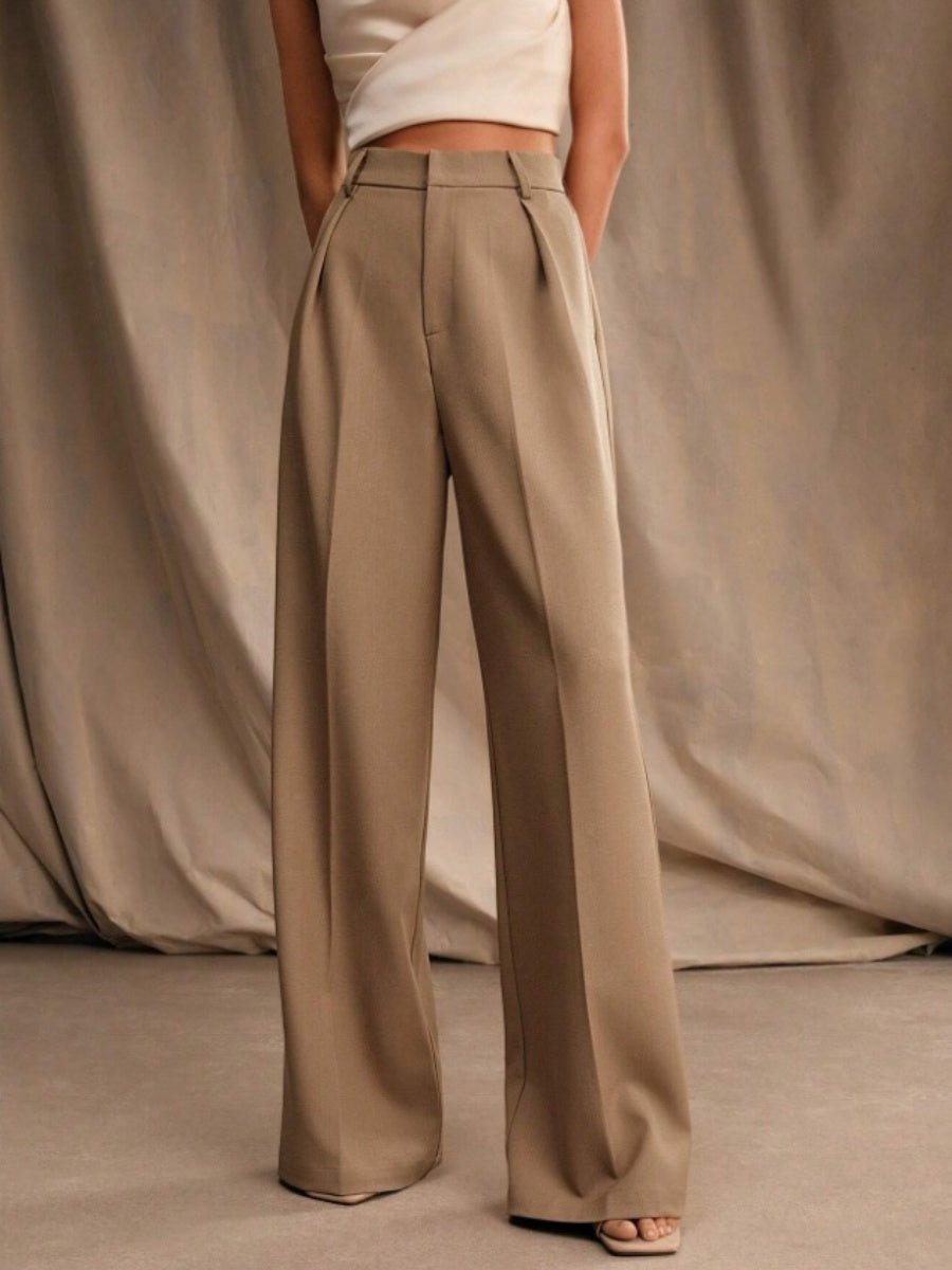 Commuting Loose High-waisted Straight Wide-leg Trousers