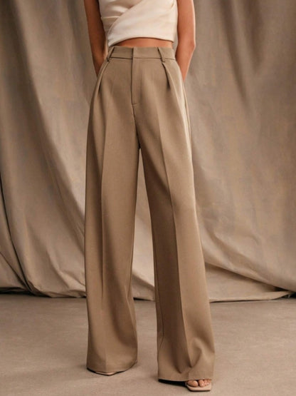Commuting Loose High-waisted Straight Wide-leg Trousers