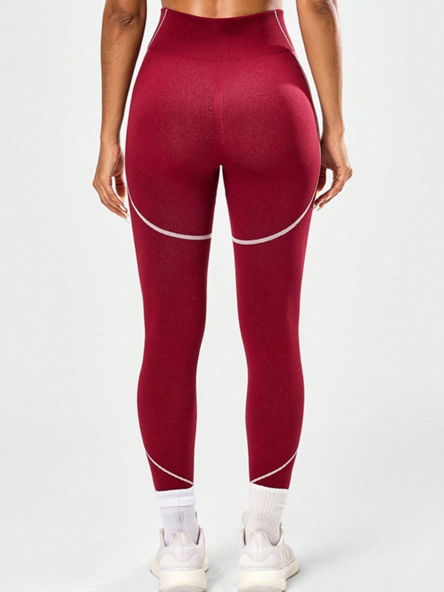 Color-blocked High-waisted Tummy Control Yoga Fitness Exercise Pants