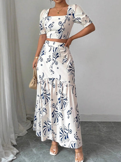 Jacket Skirt Hit Plants And Flowers 2-piece Sets