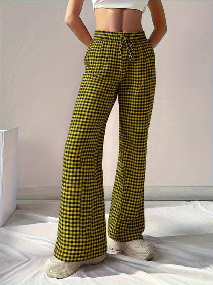 Plaid Lace Up Loose-fit Pants
