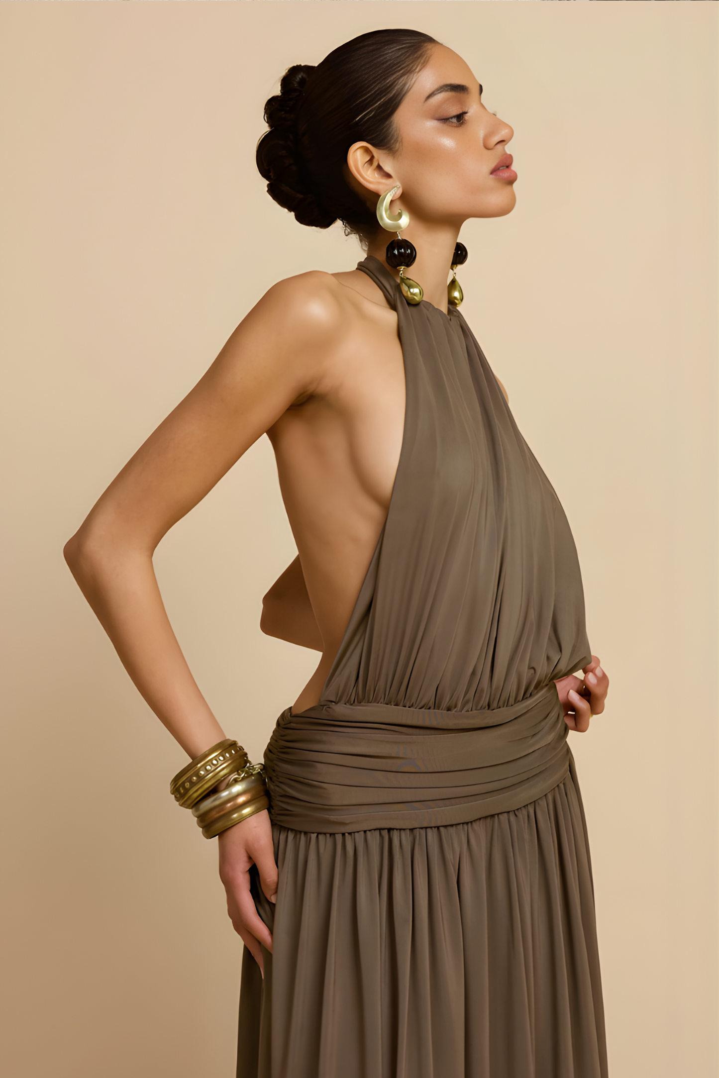Santina Elegant Draped Maxi Dress