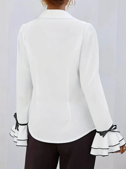 Ruffle Bell Sleeves Blouse&Shirts
