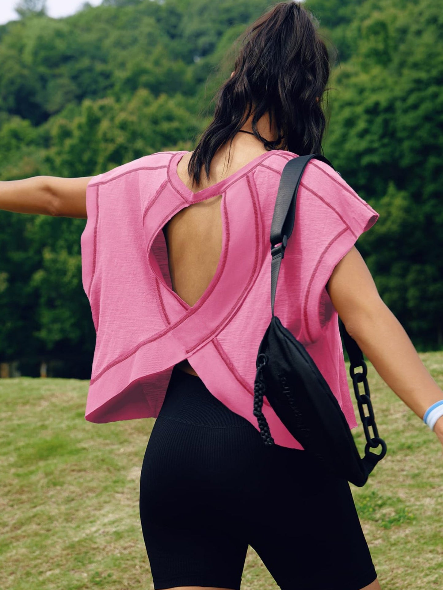 Backless Yoga Relaxed And Casual T-shirts